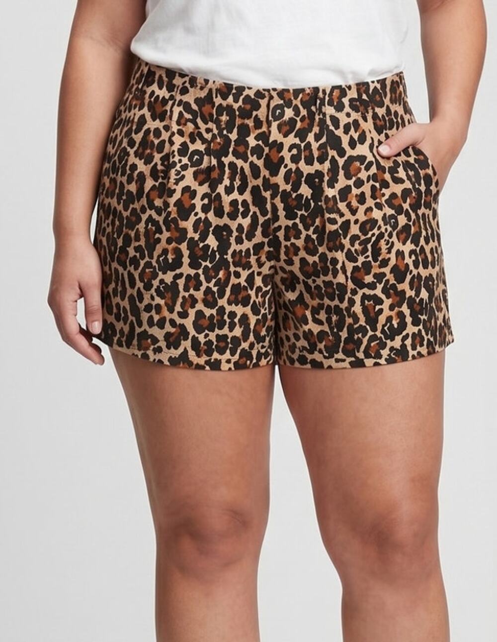 Ophelia Roe Womens 3X Brown Animal Print Shorts 100% Polyester